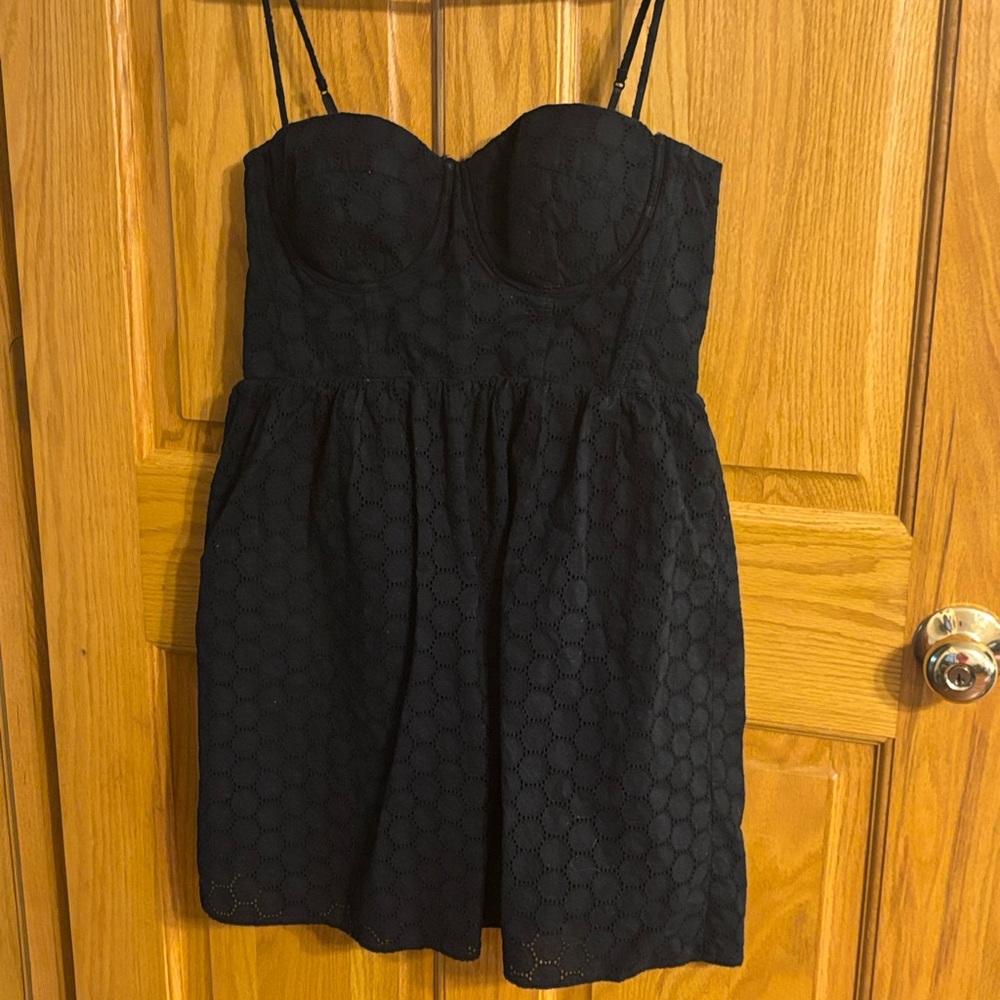 Black Pleated Babydoll Mini Dress